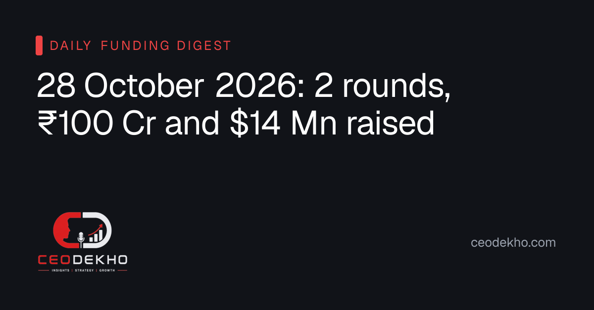Startup funding today: Troovy raises ₹100 Cr, Simplismart raises $14 Mn · 28 October 2026